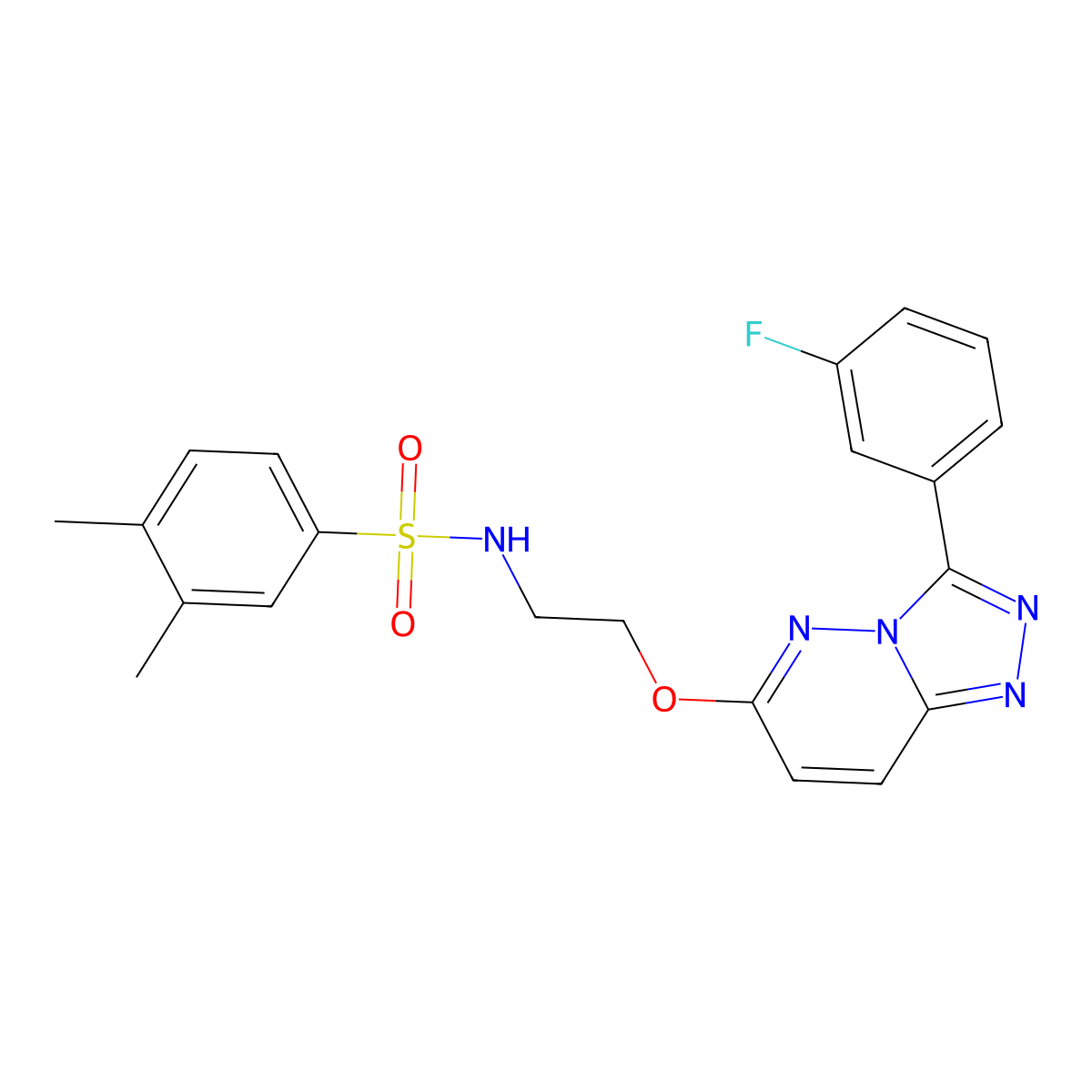 N-(2-((3-(3-fluorophenyl)-[1,2,4]triazolo[4,3-b]pyridazin-6-yl)oxy)ethyl)-3,4-dimethylbenzenesulfonamide molecular structure, CAS 1040665-06-2