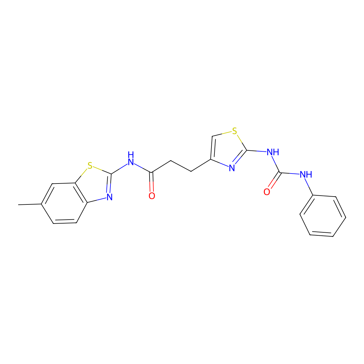 N-(6-methyl-1,3-benzothiazol-2-yl)-3-{2-[(phenylcarbamoyl)amino]-1,3-thiazol-4-yl}propanamide molecular structure, CAS 1040665-07-3
