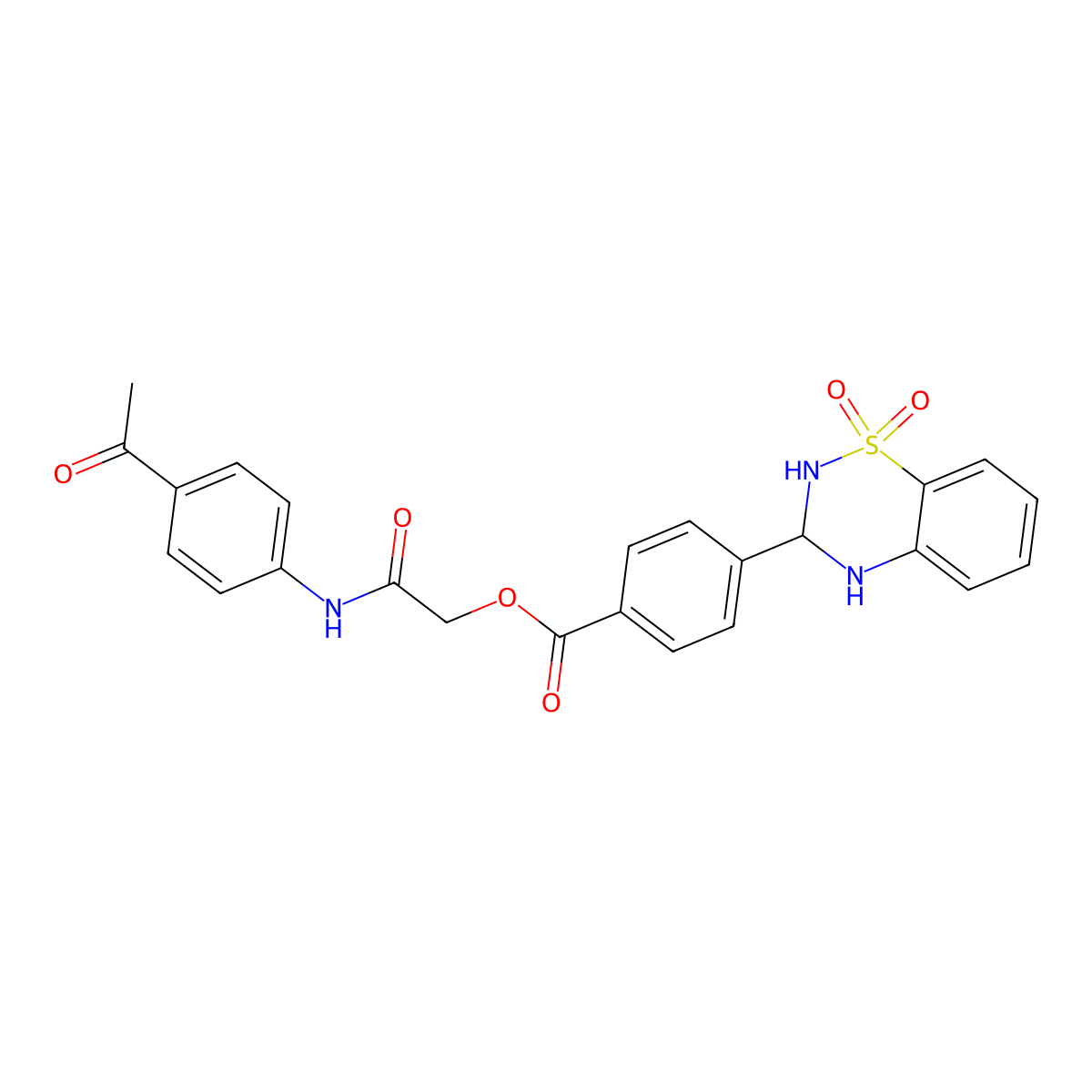 2-((4-acetylphenyl)amino)-2-oxoethyl 4-(1,1-dioxido-3,4-dihydro-2H-benzo[e][1,2,4]thiadiazin-3-yl)benzoate molecular structure, CAS 1040665-11-9