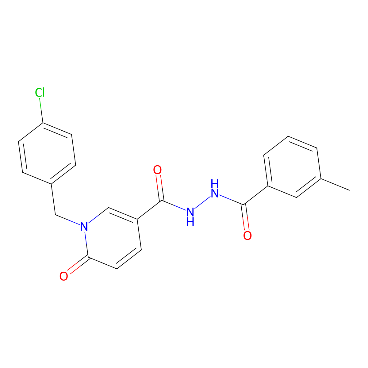 N'-{1-[(4-chlorophenyl)methyl]-6-oxo-1,6-dihydropyridine-3-carbonyl}-3-methylbenzohydrazide molecular structure, CAS 1040665-13-1