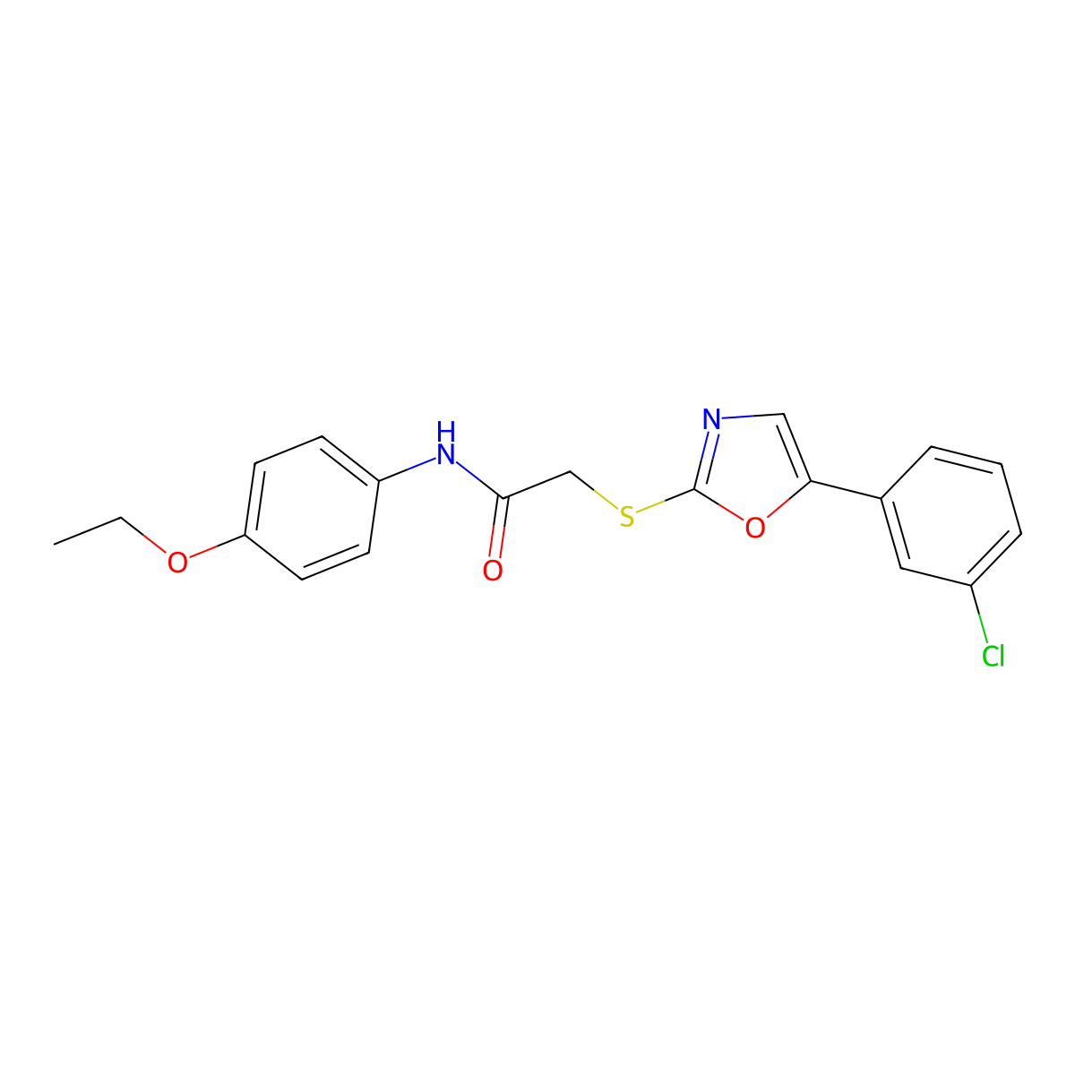 2-{[5-(3-chlorophenyl)-1,3-oxazol-2-yl]sulfanyl}-N-(4-ethoxyphenyl)acetamide molecular structure, CAS 1040665-16-4