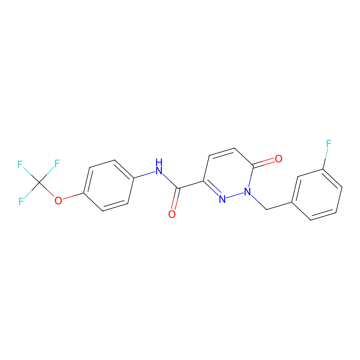 1-(3-fluorobenzyl)-6-oxo-N-(4-(trifluoromethoxy)phenyl)-1,6-dihydropyridazine-3-carboxamide molecular structure, CAS 1040665-18-6