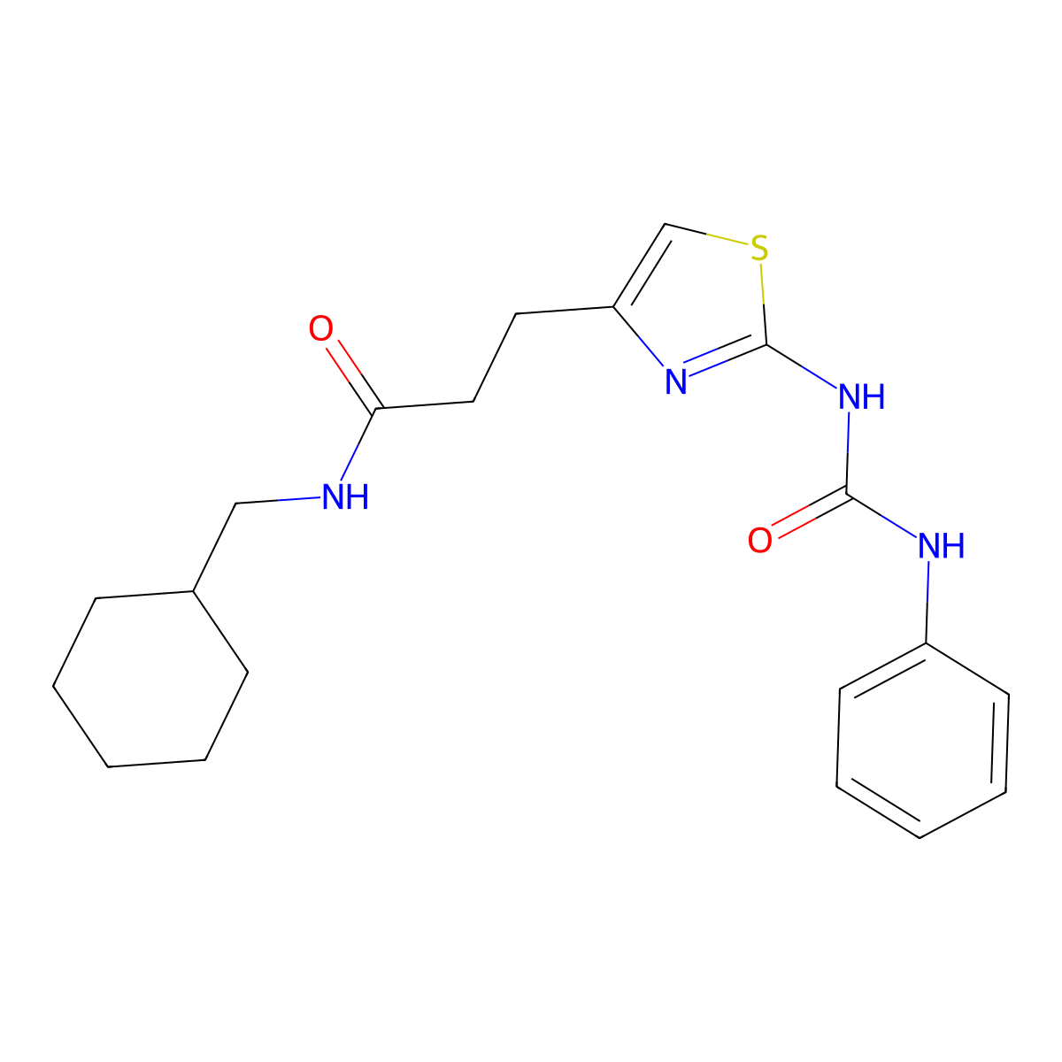 N-(cyclohexylmethyl)-3-{2-[(phenylcarbamoyl)amino]-1,3-thiazol-4-yl}propanamide molecular structure, CAS 1040665-23-3