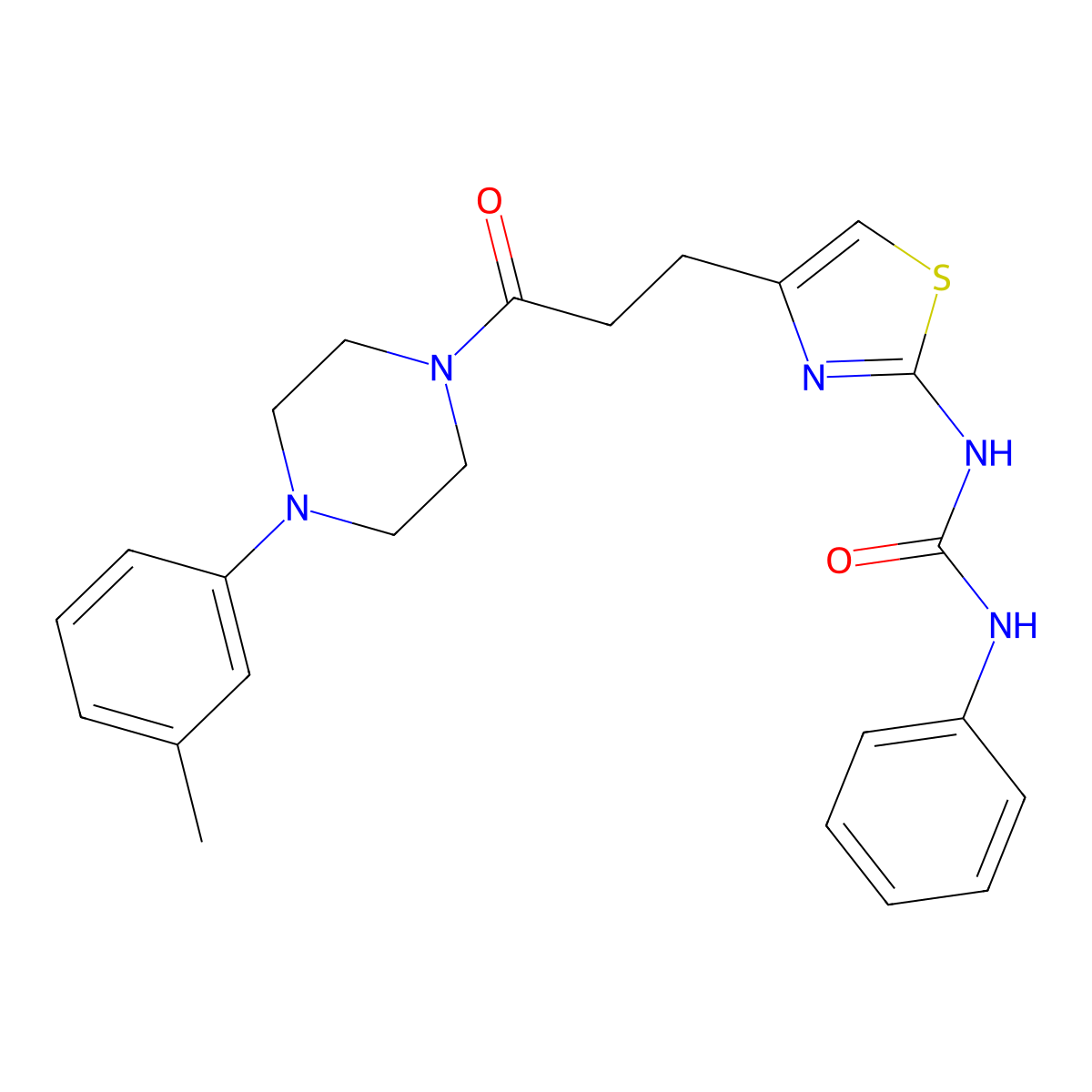 1-(4-(3-Oxo-3-(4-(m-tolyl)piperazin-1-yl)propyl)thiazol-2-yl)-3-phenylurea molecular structure, CAS 1040665-31-3