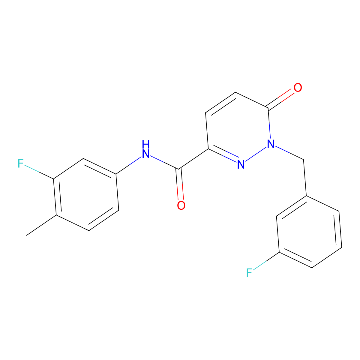 N-(3-fluoro-4-methylphenyl)-1-[(3-fluorophenyl)methyl]-6-oxo-1,6-dihydropyridazine-3-carboxamide molecular structure, CAS 1040665-34-6