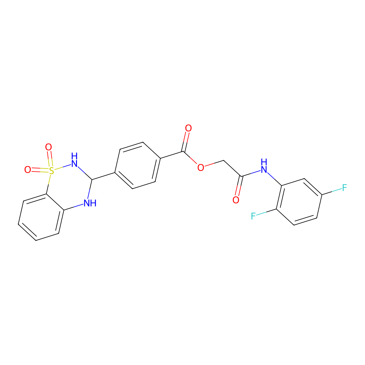 2-((2,5-difluorophenyl)amino)-2-oxoethyl 4-(1,1-dioxido-3,4-dihydro-2H-benzo[e][1,2,4]thiadiazin-3-yl)benzoate molecular structure, CAS 1040665-35-7