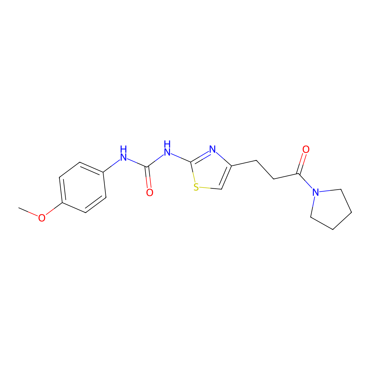 1-(4-Methoxyphenyl)-3-{4-[3-oxo-3-(pyrrolidin-1-yl)propyl]-1,3-thiazol-2-yl}urea molecular structure, CAS 1040665-39-1
