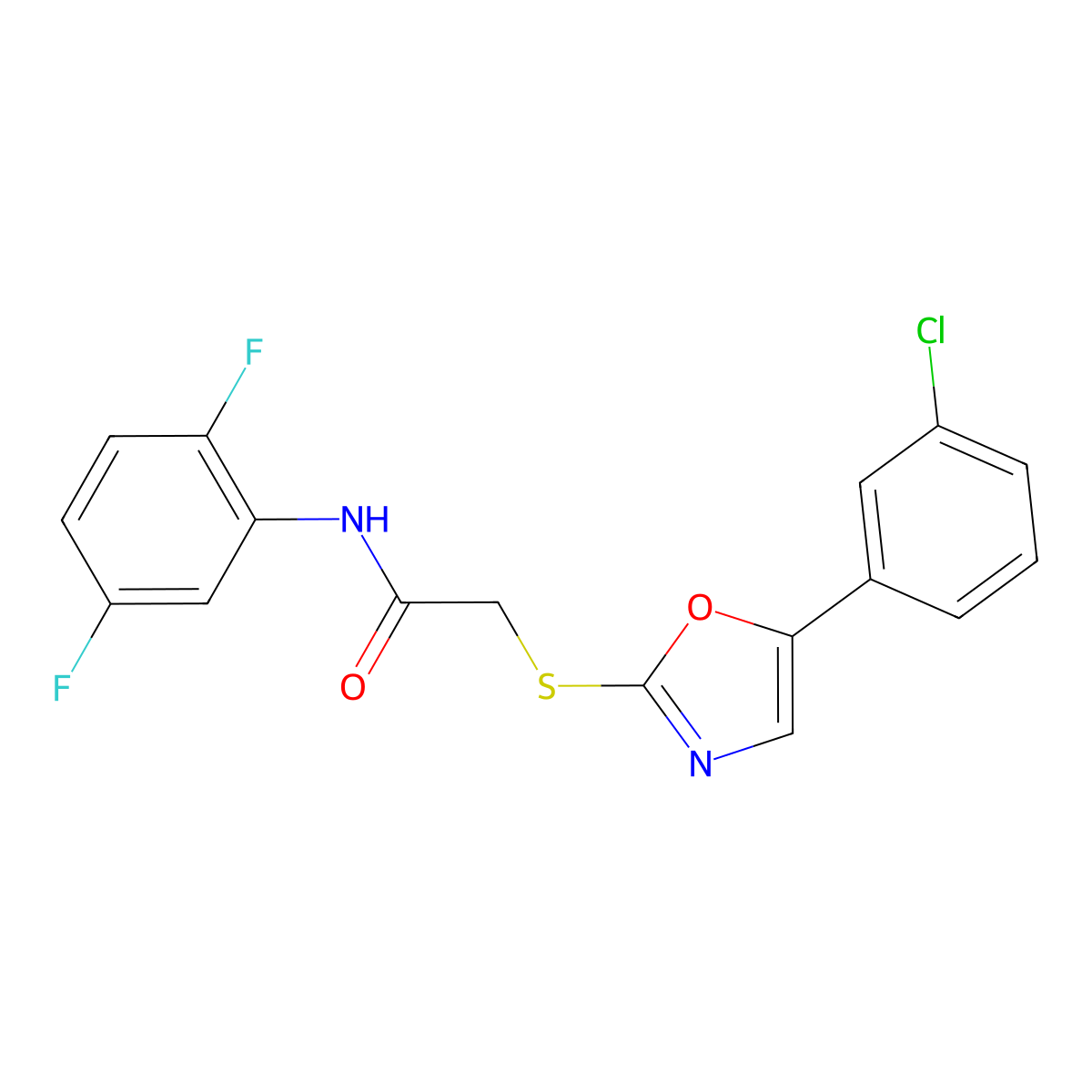 2-{[5-(3-chlorophenyl)-1,3-oxazol-2-yl]sulfanyl}-N-(2,5-difluorophenyl)acetamide molecular structure, CAS 1040665-40-4