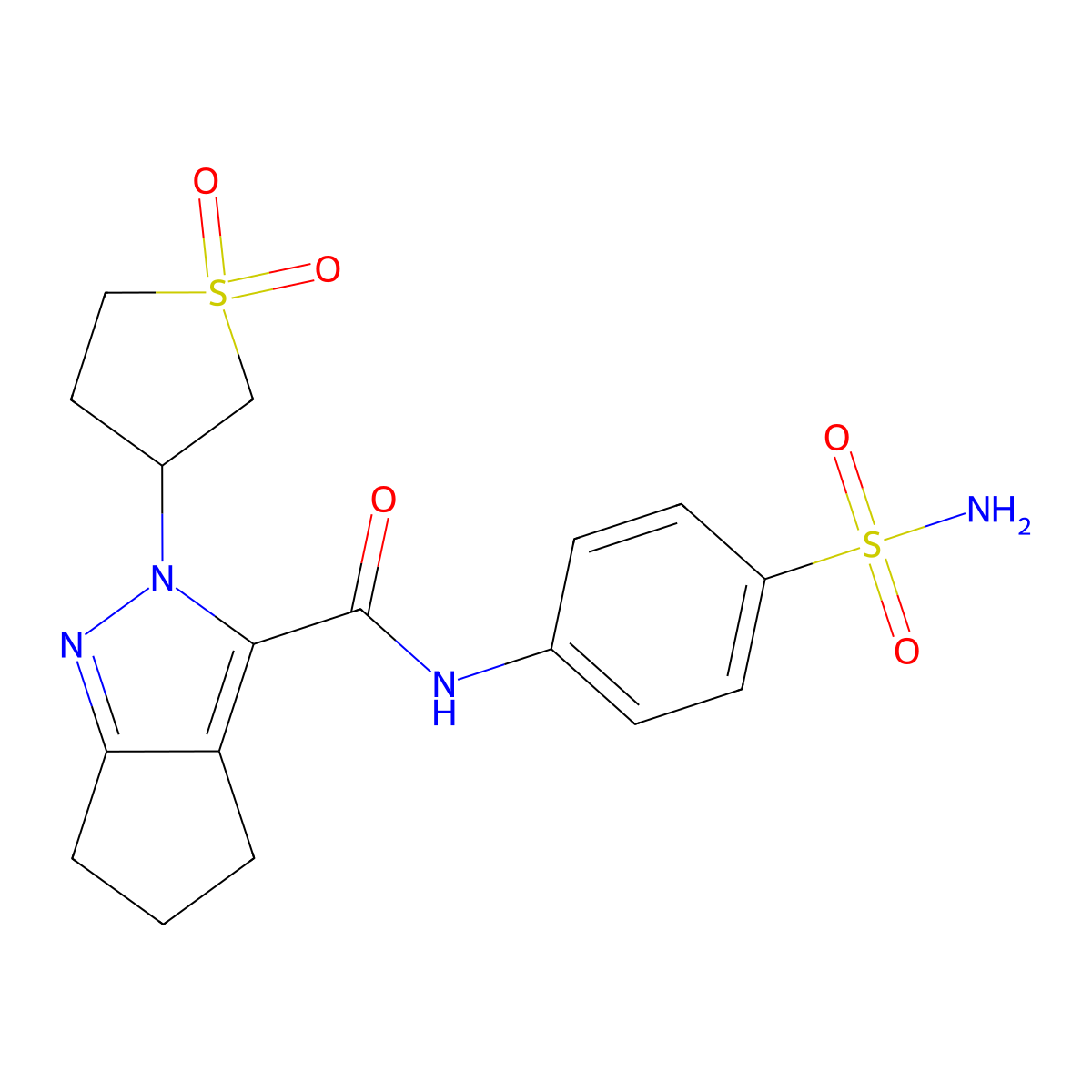 2-(1,1-dioxidotetrahydrothiophen-3-yl)-N-(4-sulfamoylphenyl)-2,4,5,6-tetrahydrocyclopenta[c]pyrazole-3-carboxamide molecular structure, CAS 1040665-49-3