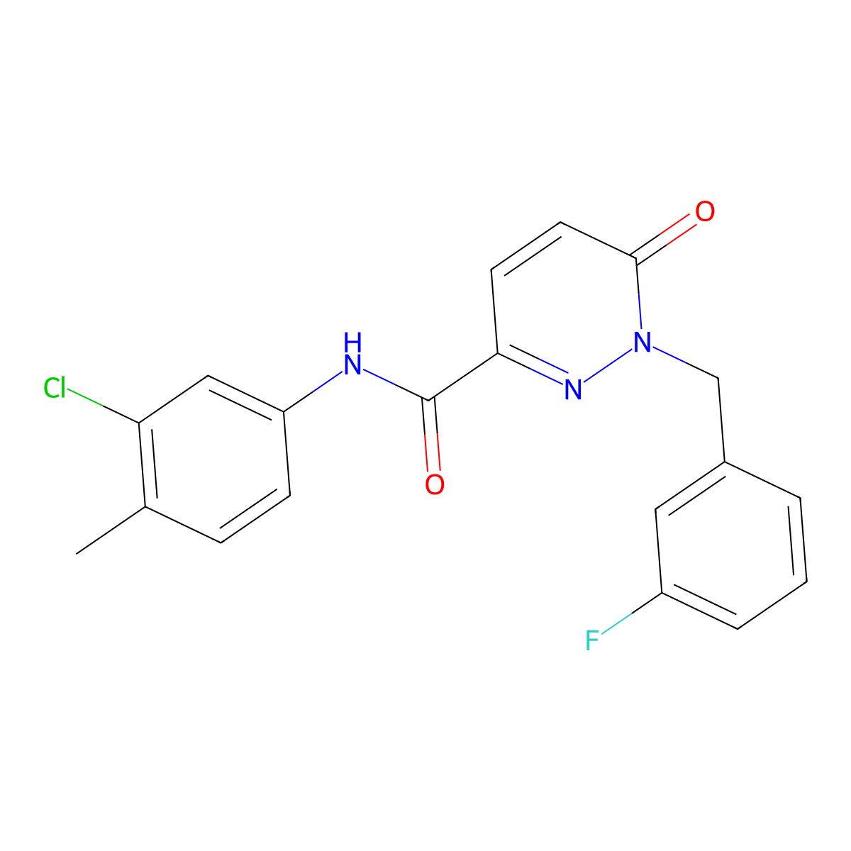 N-(3-chloro-4-methylphenyl)-1-[(3-fluorophenyl)methyl]-6-oxo-1,6-dihydropyridazine-3-carboxamide molecular structure, CAS 1040665-50-6