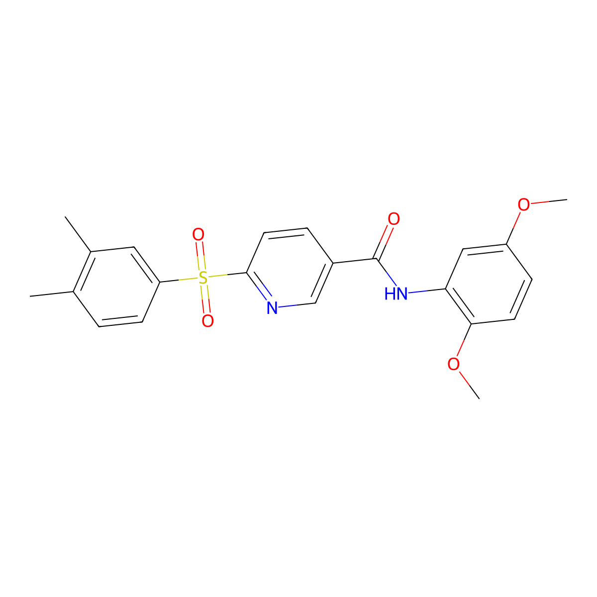N-(2,5-dimethoxyphenyl)-6-((3,4-dimethylphenyl)sulfonyl)nicotinamide molecular structure, CAS 1040665-51-7