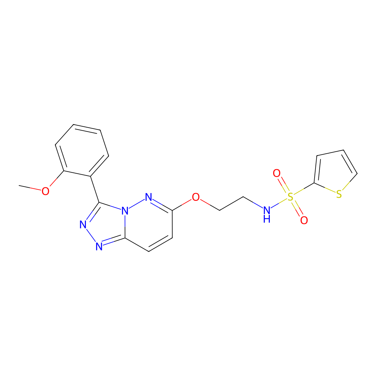 N-(2-{[3-(2-methoxyphenyl)-[1,2,4]triazolo[4,3-b]pyridazin-6-yl]oxy}ethyl)thiophene-2-sulfonamide molecular structure, CAS 1040665-54-0