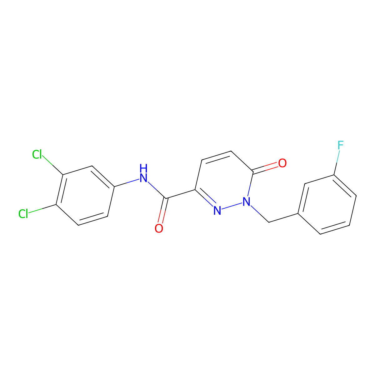 N-(3,4-dichlorophenyl)-1-(3-fluorobenzyl)-6-oxo-1,6-dihydropyridazine-3-carboxamide molecular structure, CAS 1040665-58-4