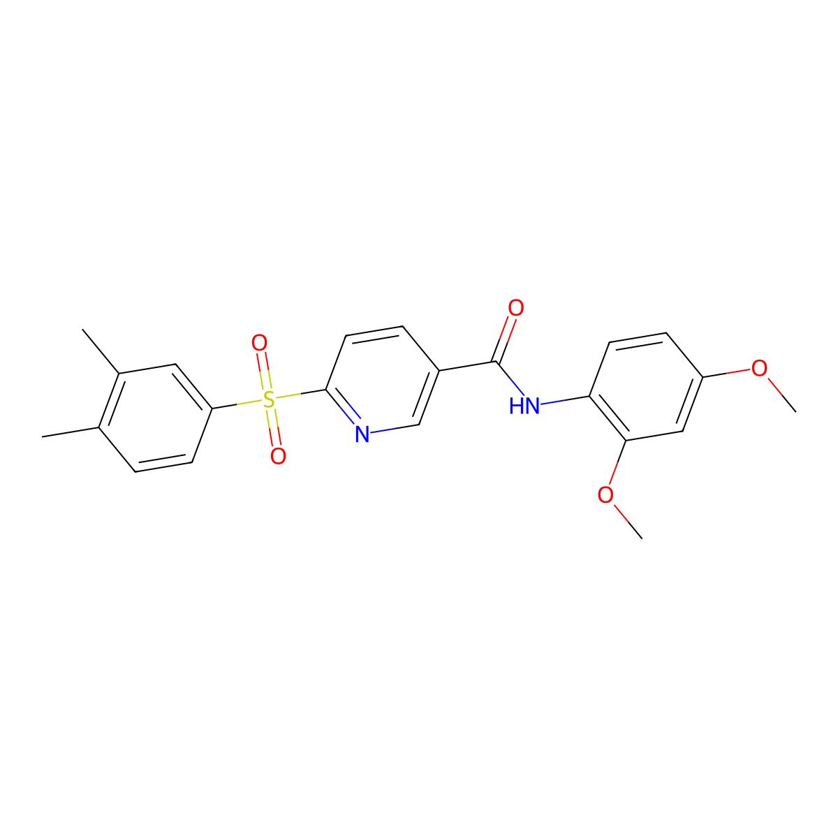 N-(2,4-dimethoxyphenyl)-6-((3,4-dimethylphenyl)sulfonyl)nicotinamide molecular structure, CAS 1040665-59-5