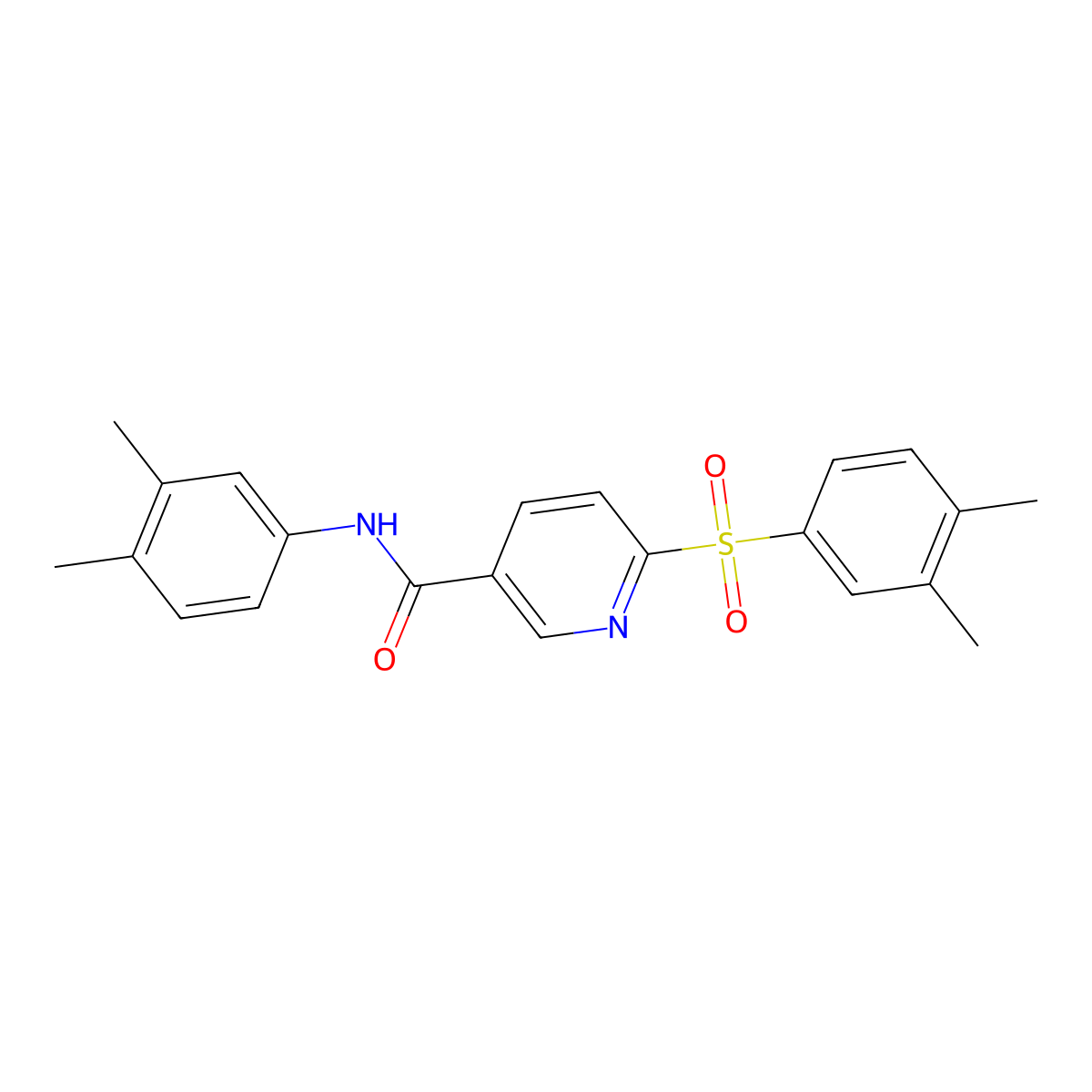 N-(3,4-dimethylphenyl)-6-((3,4-dimethylphenyl)sulfonyl)nicotinamide molecular structure, CAS 1040665-66-4