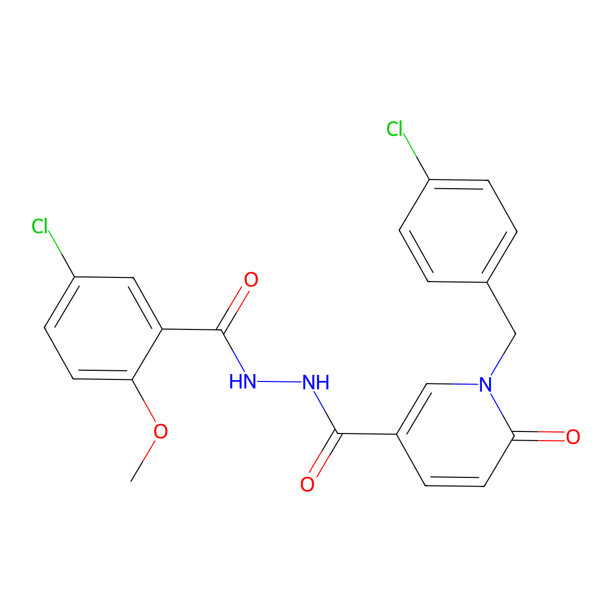 5-chloro-N'-{1-[(4-chlorophenyl)methyl]-6-oxo-1,6-dihydropyridine-3-carbonyl}-2-methoxybenzohydrazide molecular structure, CAS 1040665-67-5