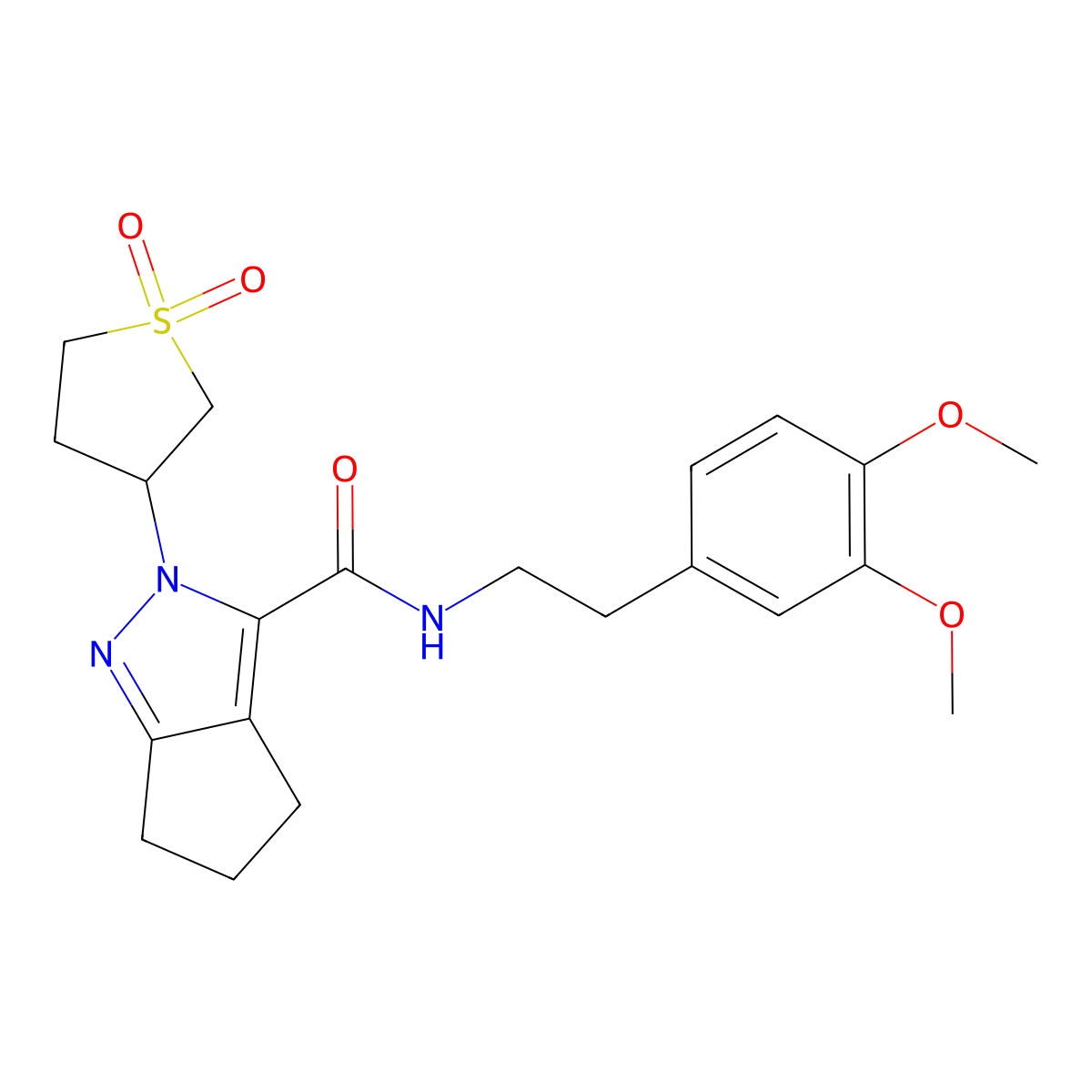N-(3,4-dimethoxyphenethyl)-2-(1,1-dioxidotetrahydrothiophen-3-yl)-2,4,5,6-tetrahydrocyclopenta[c]pyrazole-3-carboxamide molecular structure, CAS 1040665-72-2