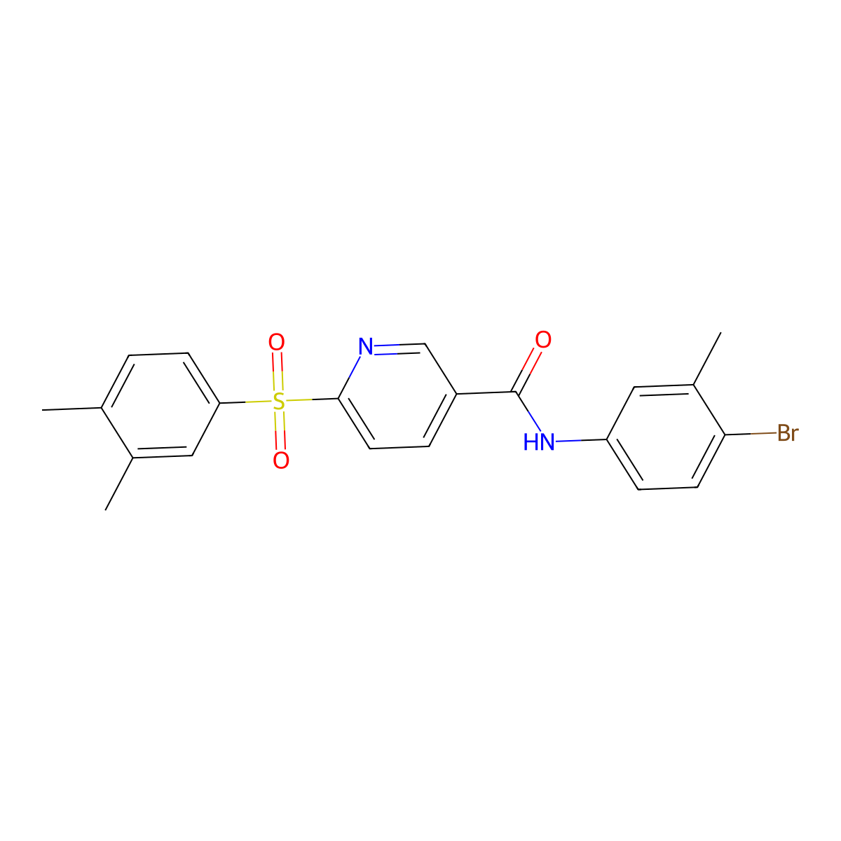 N-(4-bromo-3-methylphenyl)-6-((3,4-dimethylphenyl)sulfonyl)nicotinamide molecular structure, CAS 1040665-73-3