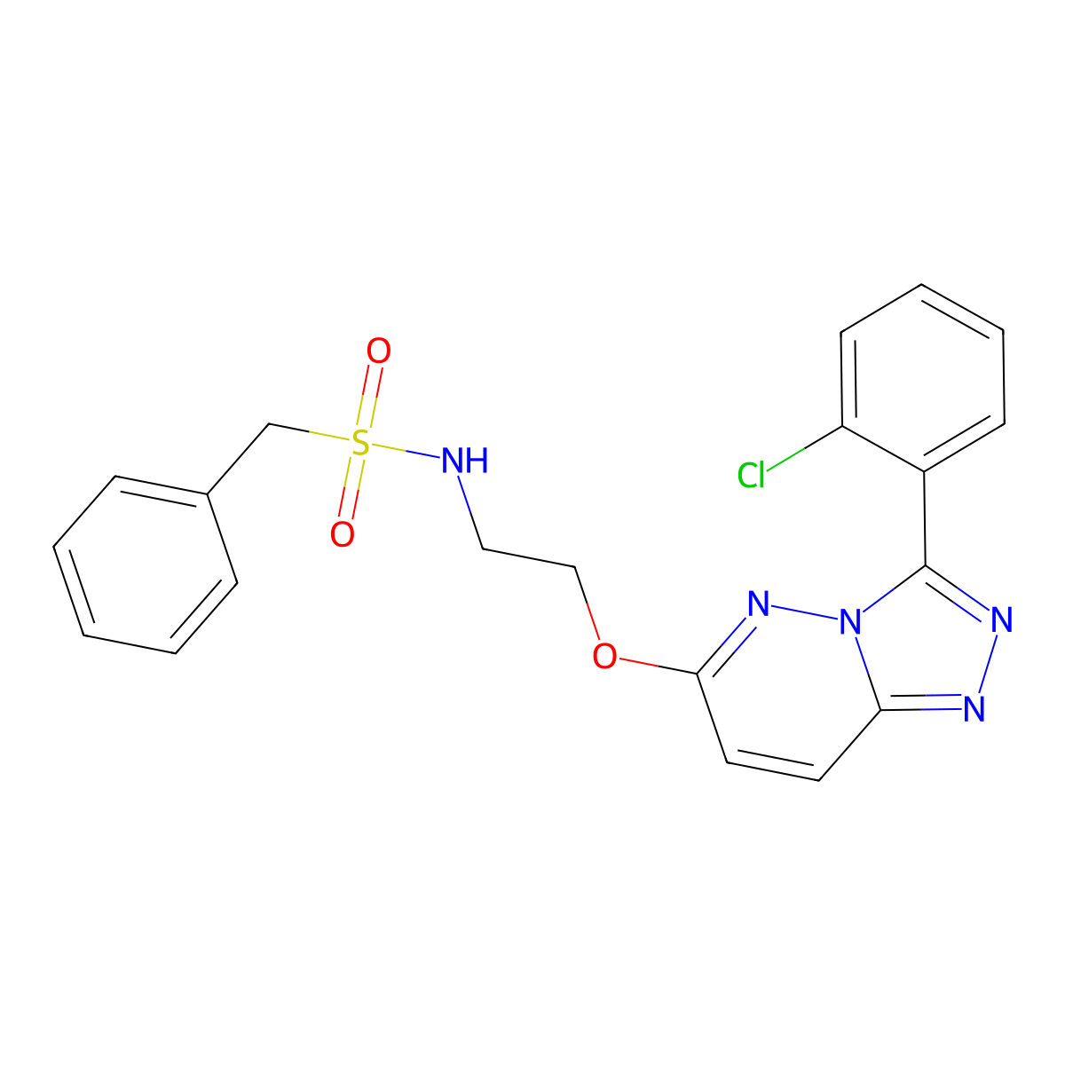 N-(2-{[3-(2-chlorophenyl)-[1,2,4]triazolo[4,3-b]pyridazin-6-yl]oxy}ethyl)-1-phenylmethanesulfonamide molecular structure, CAS 1040665-76-6