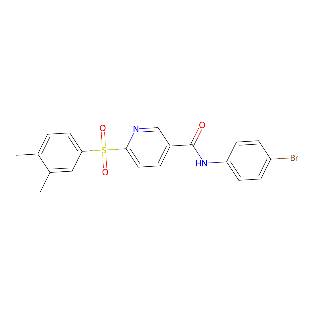 N-(4-bromophenyl)-6-((3,4-dimethylphenyl)sulfonyl)nicotinamide molecular structure, CAS 1040665-87-9