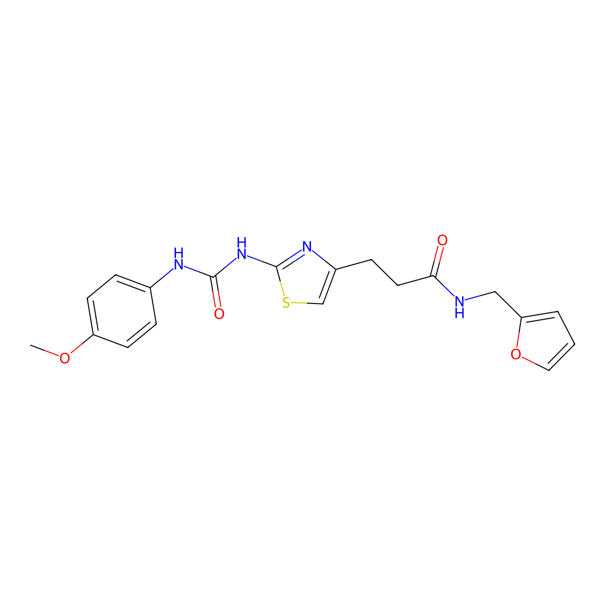 N-[(furan-2-yl)methyl]-3-(2-{[(4-methoxyphenyl)carbamoyl]amino}-1,3-thiazol-4-yl)propanamide molecular structure, CAS 1040665-91-5