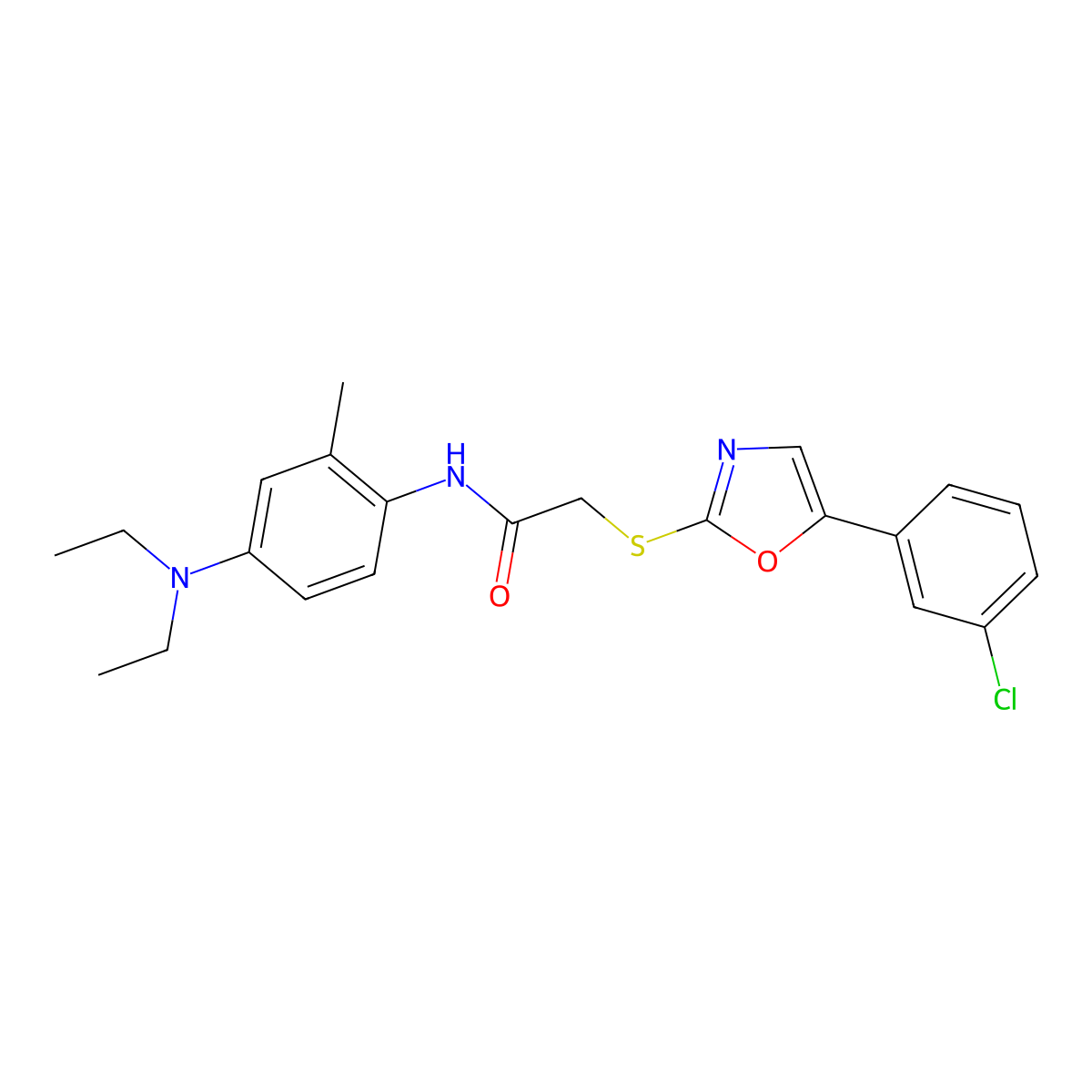 2-{[5-(3-chlorophenyl)-1,3-oxazol-2-yl]sulfanyl}-N-[4-(diethylamino)-2-methylphenyl]acetamide molecular structure, CAS 1040665-92-6