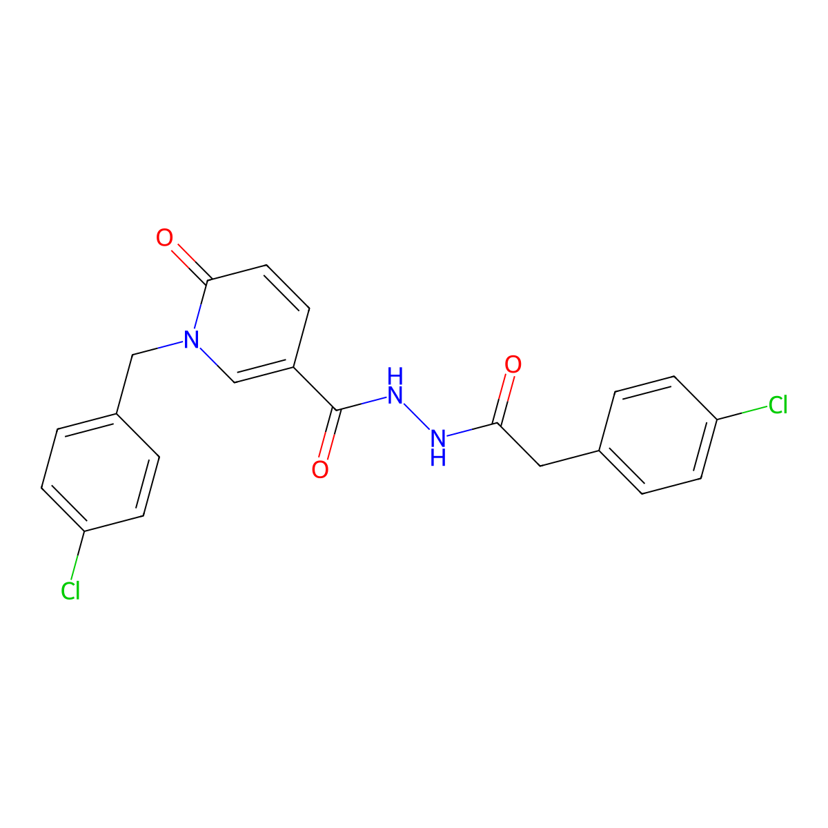 2-(4-chlorophenyl)-N'-{1-[(4-chlorophenyl)methyl]-6-oxo-1,6-dihydropyridine-3-carbonyl}acetohydrazide molecular structure, CAS 1040665-95-9
