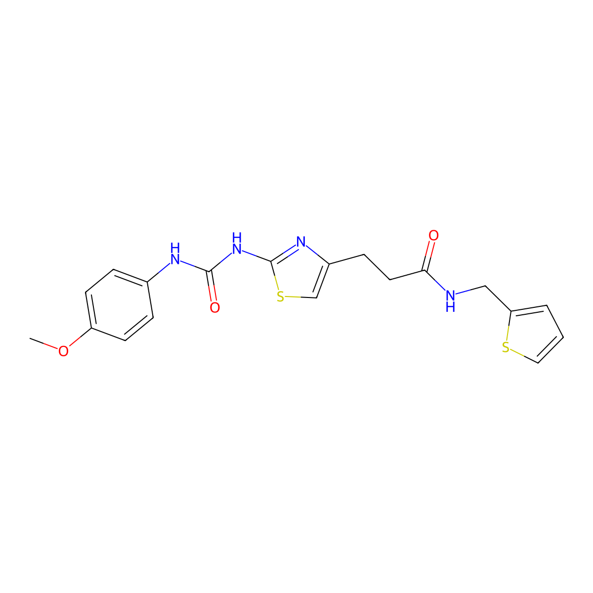 3-(2-{[(4-methoxyphenyl)carbamoyl]amino}-1,3-thiazol-4-yl)-N-[(thiophen-2-yl)methyl]propanamide molecular structure, CAS 1040665-98-2