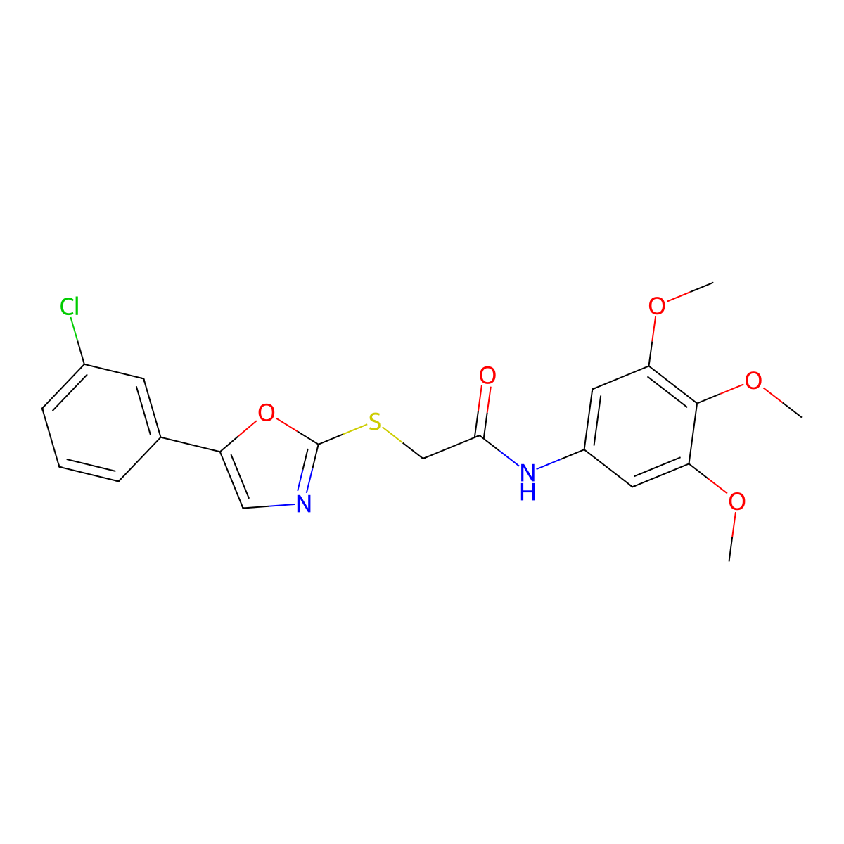 2-{[5-(3-chlorophenyl)-1,3-oxazol-2-yl]sulfanyl}-N-(3,4,5-trimethoxyphenyl)acetamide molecular structure, CAS 1040665-99-3