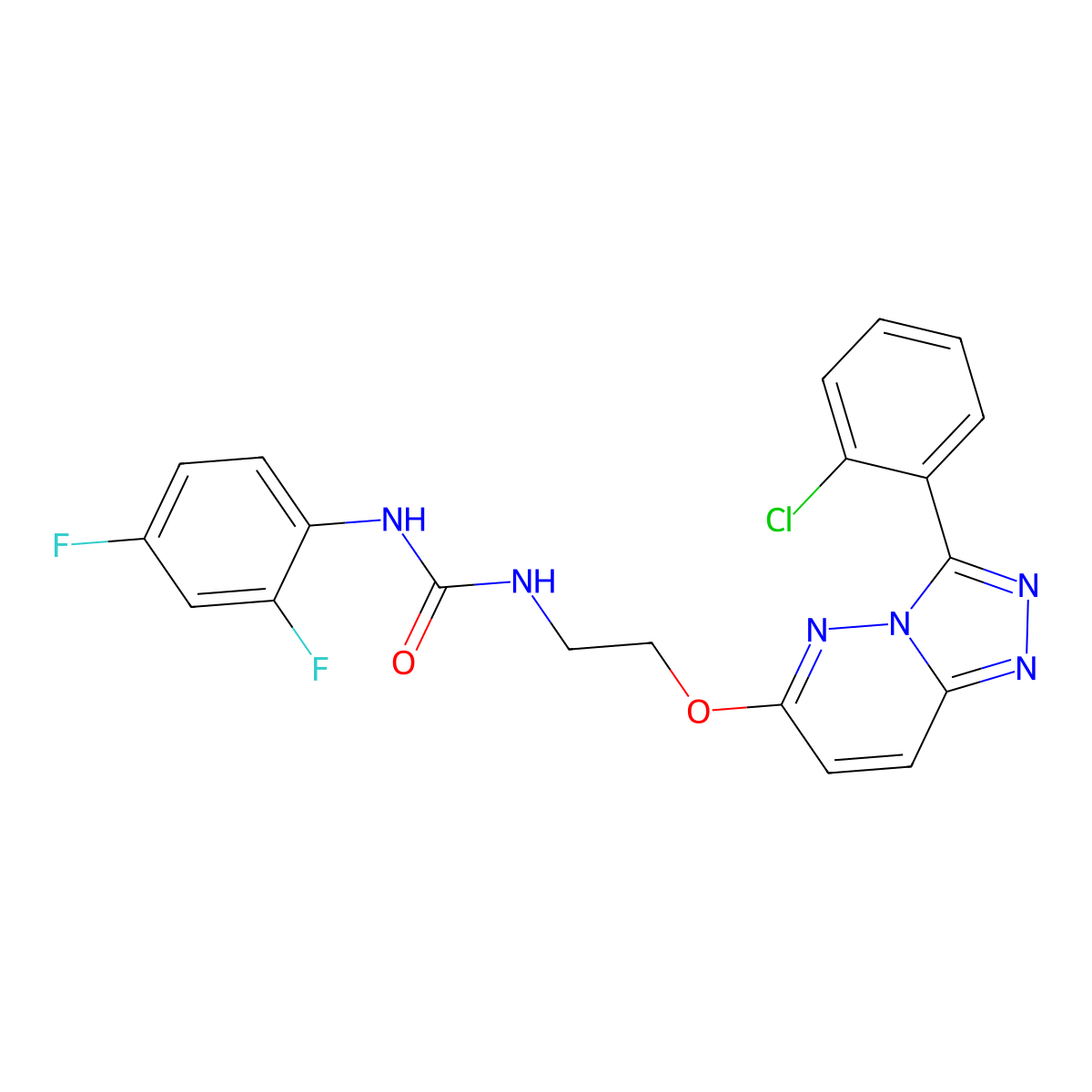 1-(2-((3-(2-Chlorophenyl)-[1,2,4]triazolo[4,3-b]pyridazin-6-yl)oxy)ethyl)-3-(2,4-difluorophenyl)urea molecular structure, CAS 1040666-05-4