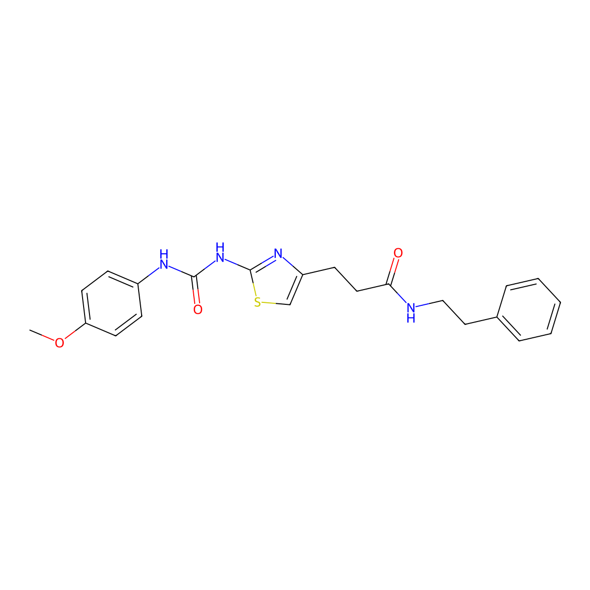 3-(2-{[(4-methoxyphenyl)carbamoyl]amino}-1,3-thiazol-4-yl)-N-(2-phenylethyl)propanamide molecular structure, CAS 1040666-06-5