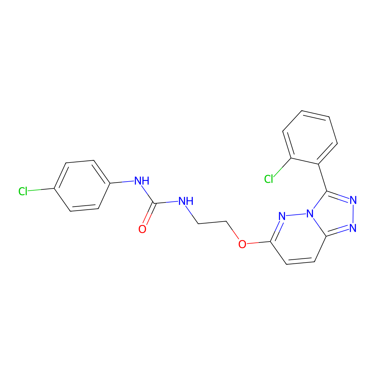 1-(4-Chlorophenyl)-3-(2-{[3-(2-chlorophenyl)-[1,2,4]triazolo[4,3-b]pyridazin-6-yl]oxy}ethyl)urea molecular structure, CAS 1040666-13-4