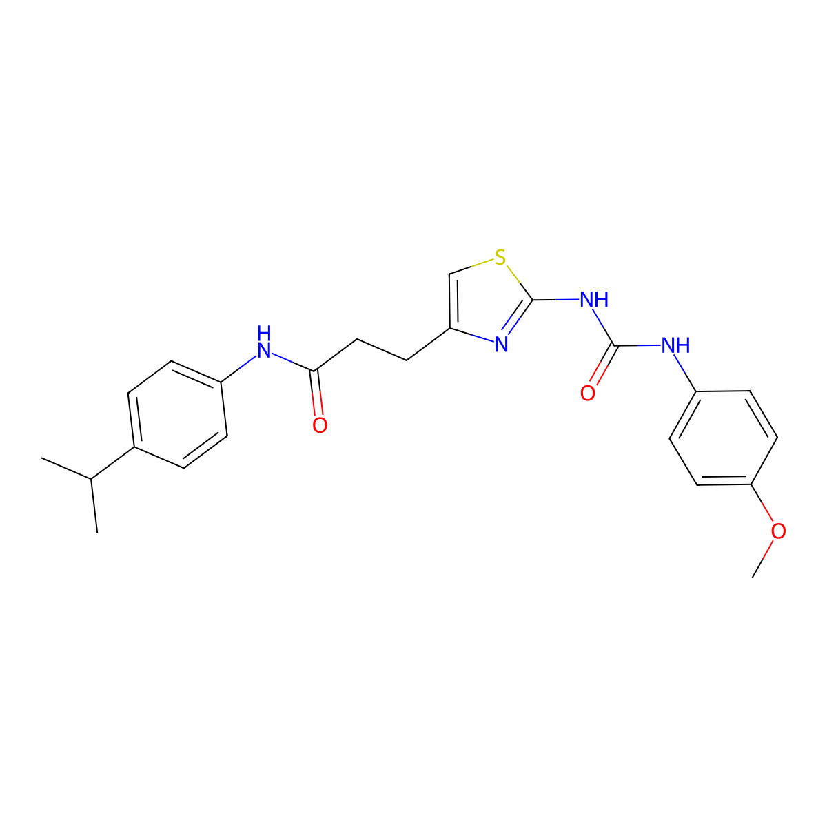 3-(2-{[(4-methoxyphenyl)carbamoyl]amino}-1,3-thiazol-4-yl)-N-[4-(propan-2-yl)phenyl]propanamide molecular structure, CAS 1040666-14-5