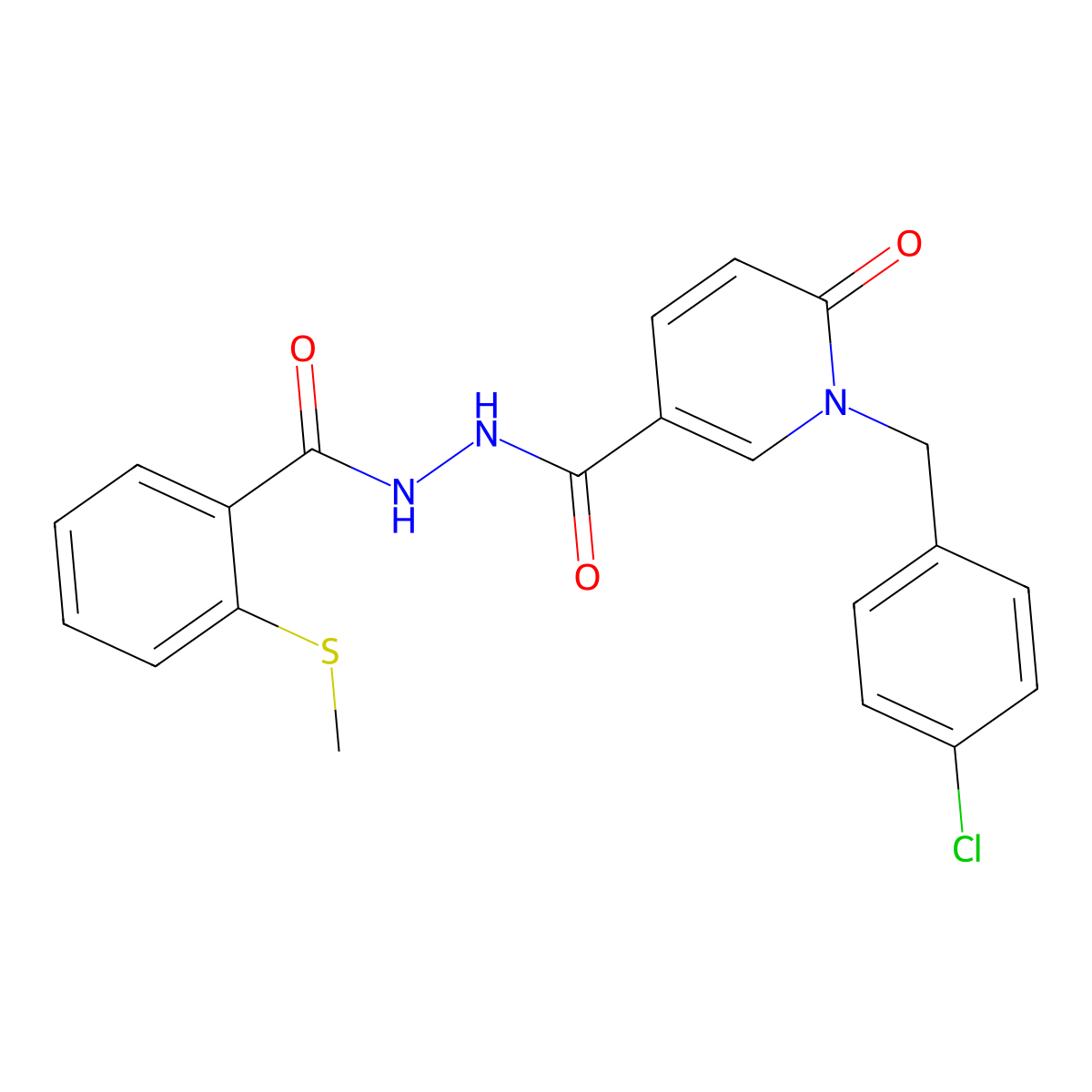 N'-{1-[(4-chlorophenyl)methyl]-6-oxo-1,6-dihydropyridine-3-carbonyl}-2-(methylsulfanyl)benzohydrazide molecular structure, CAS 1040666-19-0