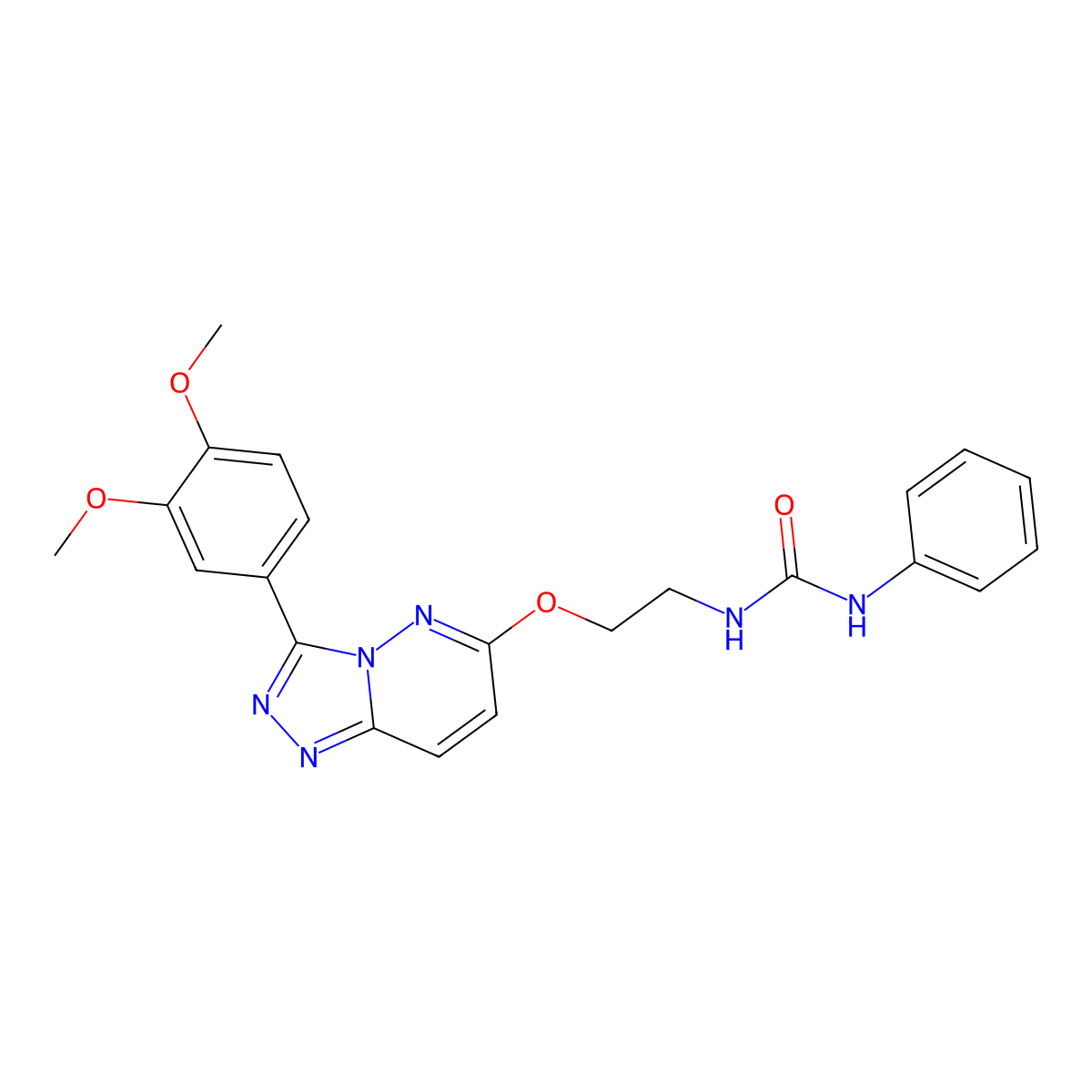 1-(2-((3-(3,4-Dimethoxyphenyl)-[1,2,4]triazolo[4,3-b]pyridazin-6-yl)oxy)ethyl)-3-phenylurea molecular structure, CAS 1040666-21-4