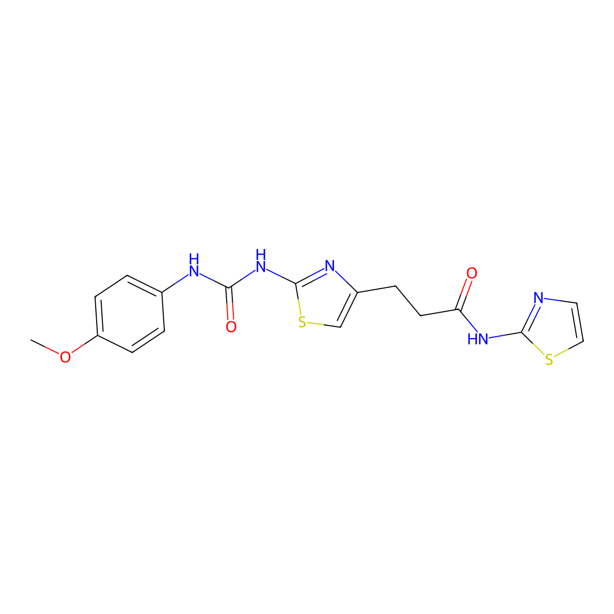 3-(2-{[(4-methoxyphenyl)carbamoyl]amino}-1,3-thiazol-4-yl)-N-(1,3-thiazol-2-yl)propanamide molecular structure, CAS 1040666-22-5