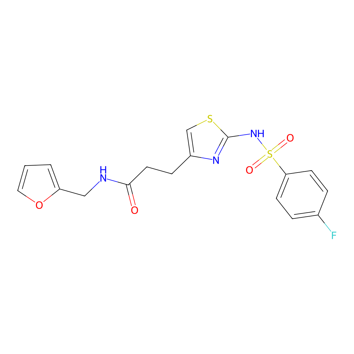 3-[2-(4-fluorobenzenesulfonamido)-1,3-thiazol-4-yl]-N-[(furan-2-yl)methyl]propanamide molecular structure, CAS 1040666-25-8
