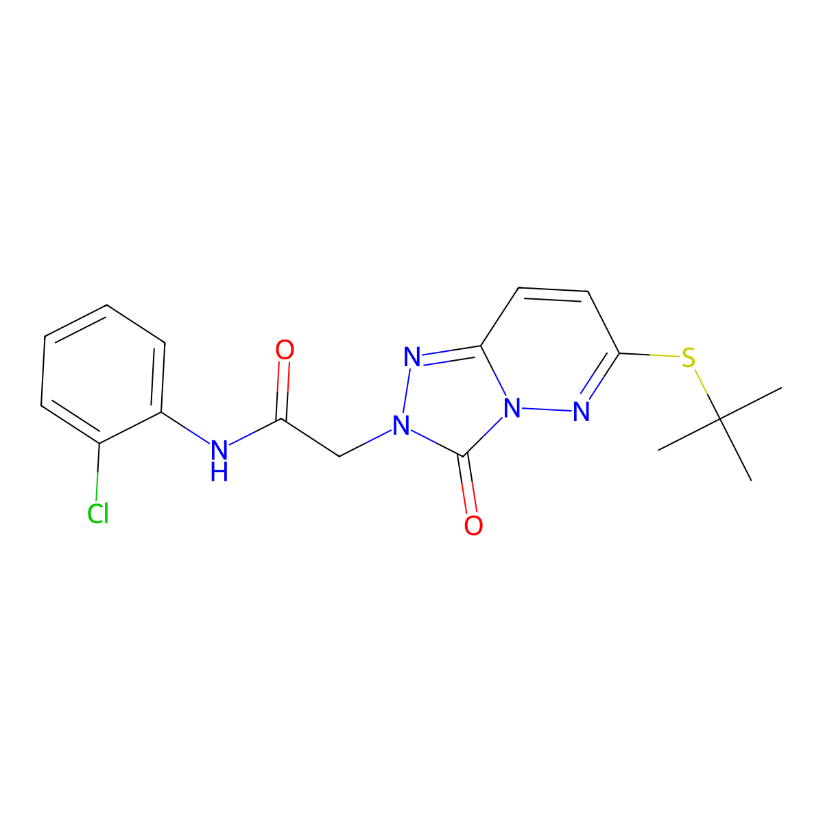 2-(6-(tert-butylthio)-3-oxo-[1,2,4]triazolo[4,3-b]pyridazin-2(3H)-yl)-N-(2-chlorophenyl)acetamide molecular structure, CAS 1040666-26-9