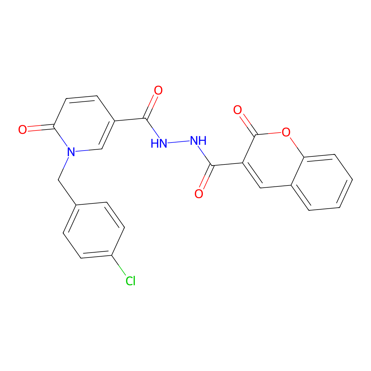 N'-{1-[(4-chlorophenyl)methyl]-6-oxo-1,6-dihydropyridine-3-carbonyl}-2-oxo-2H-chromene-3-carbohydrazide molecular structure, CAS 1040666-27-0
