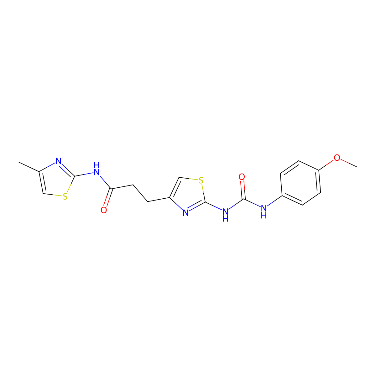 3-(2-{[(4-methoxyphenyl)carbamoyl]amino}-1,3-thiazol-4-yl)-N-(4-methyl-1,3-thiazol-2-yl)propanamide molecular structure, CAS 1040666-30-5