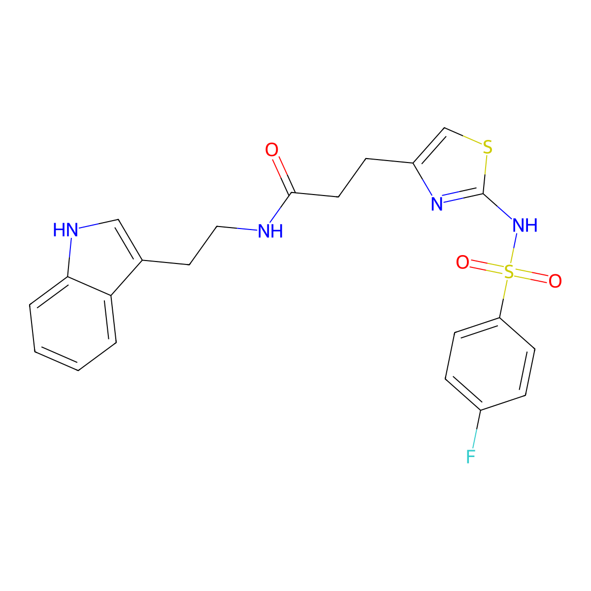 3-[2-(4-fluorobenzenesulfonamido)-1,3-thiazol-4-yl]-N-[2-(1H-indol-3-yl)ethyl]propanamide molecular structure, CAS 1040666-33-8