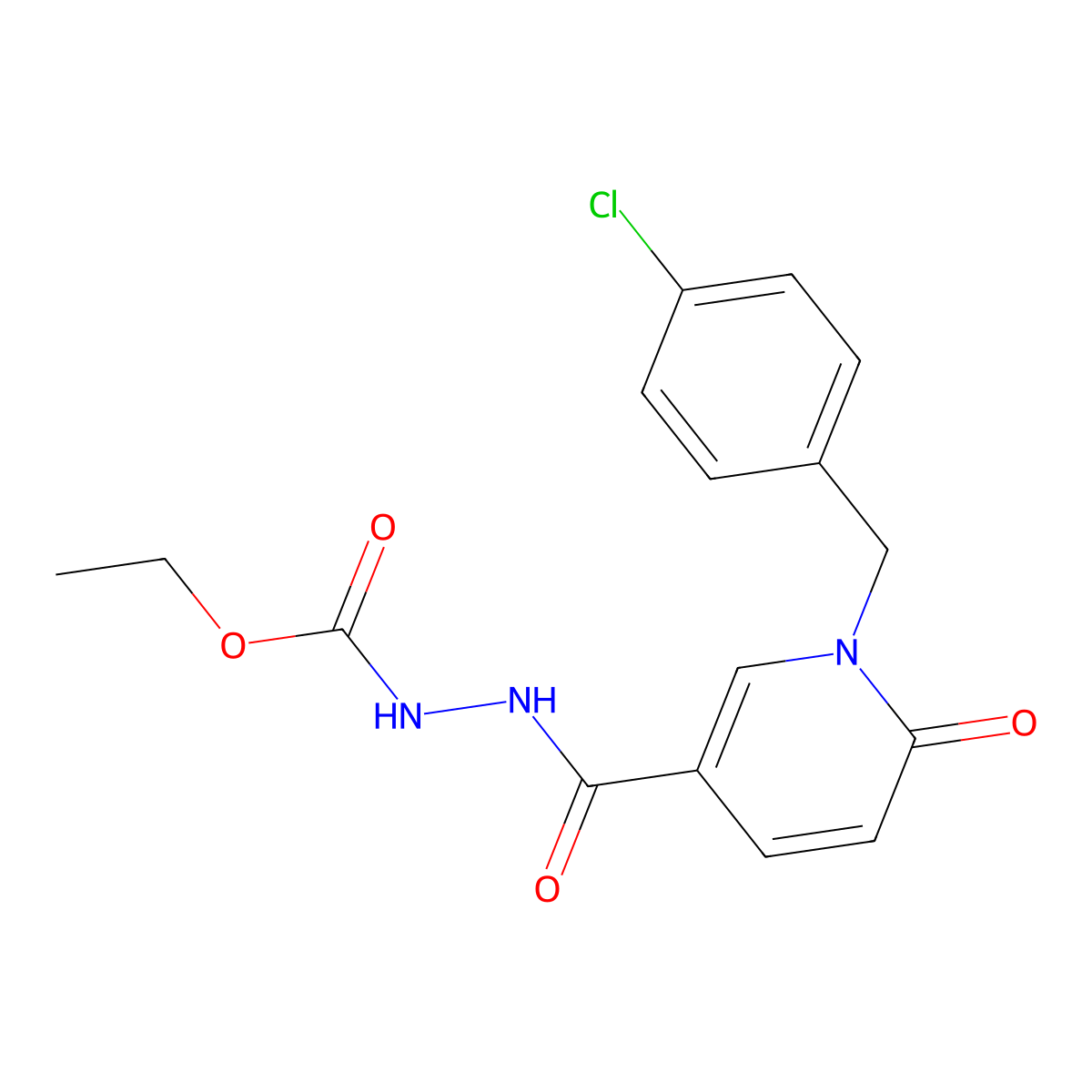 1-[(4-chlorophenyl)methyl]-N'-(ethoxycarbonyl)-6-oxo-1,6-dihydropyridine-3-carbohydrazide molecular structure, CAS 1040666-35-0