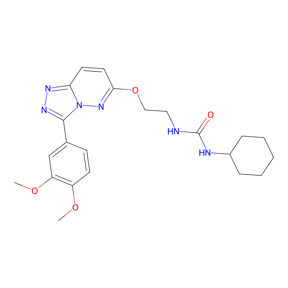 1-Cyclohexyl-3-(2-{[3-(3,4-dimethoxyphenyl)-[1,2,4]triazolo[4,3-b]pyridazin-6-yl]oxy}ethyl)urea molecular structure, CAS 1040666-37-2