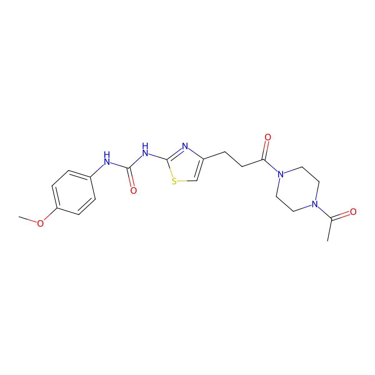 3-{4-[3-(4-Acetylpiperazin-1-yl)-3-oxopropyl]-1,3-thiazol-2-yl}-1-(4-methoxyphenyl)urea molecular structure, CAS 1040666-38-3