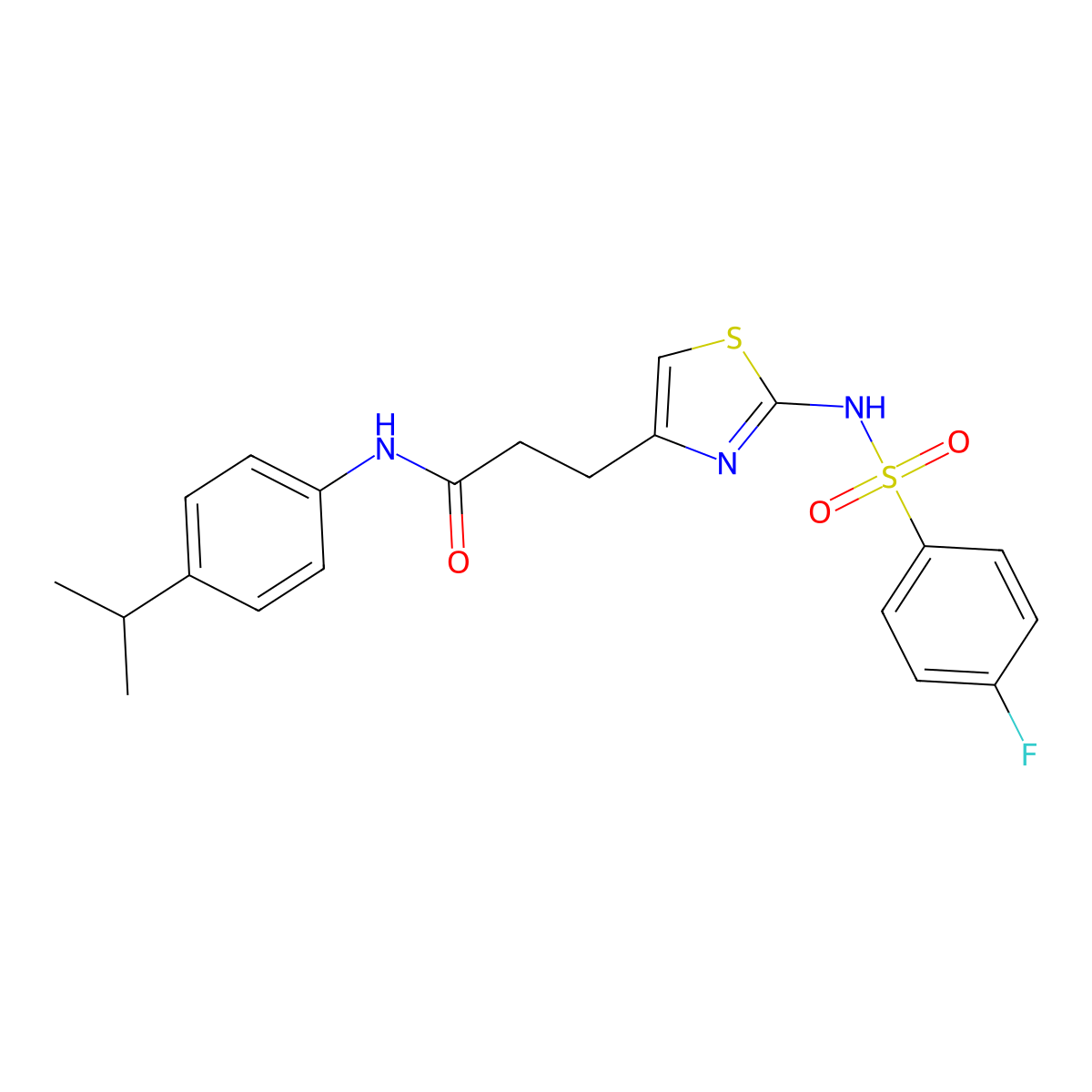 3-[2-(4-fluorobenzenesulfonamido)-1,3-thiazol-4-yl]-N-[4-(propan-2-yl)phenyl]propanamide molecular structure, CAS 1040666-41-8