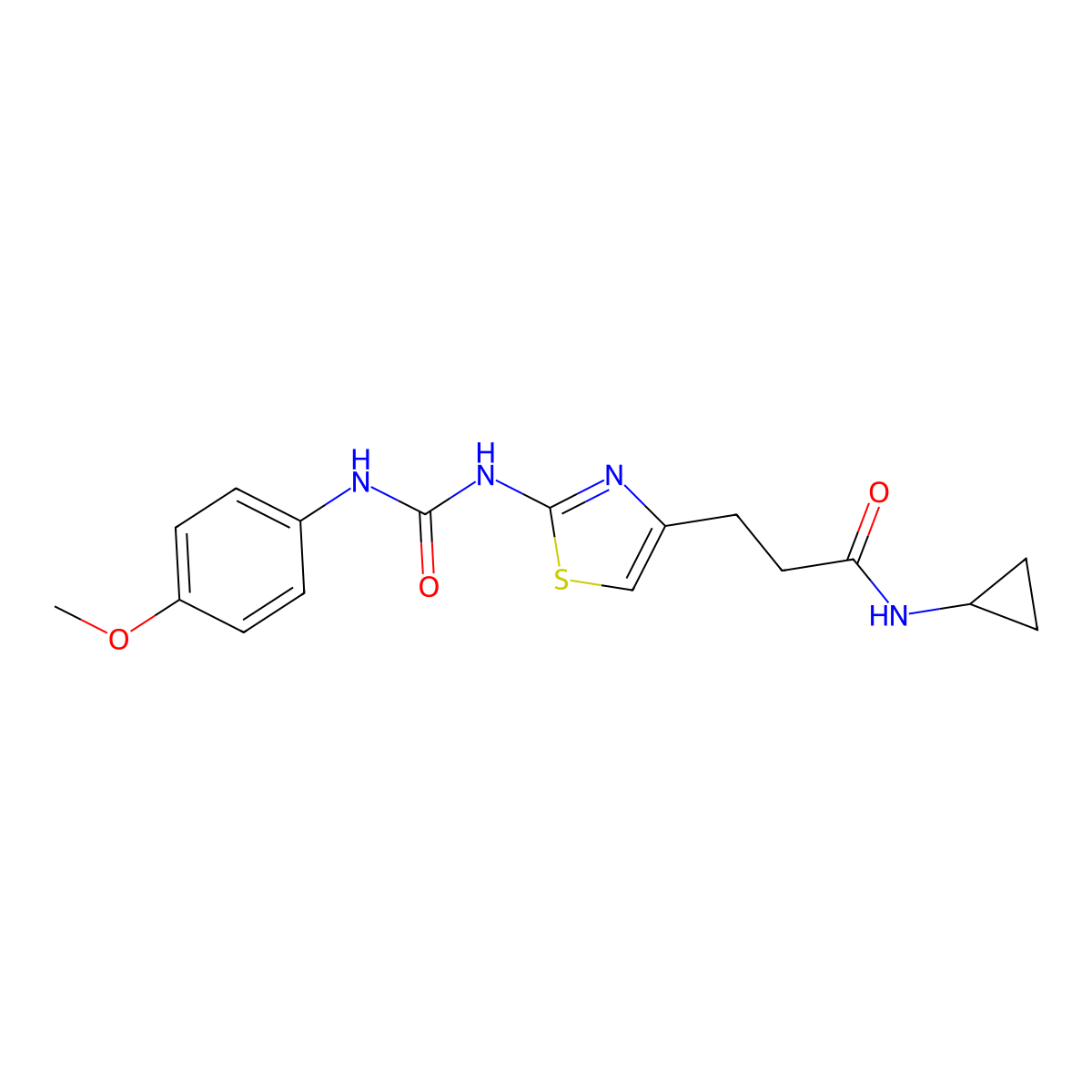 N-cyclopropyl-3-(2-{[(4-methoxyphenyl)carbamoyl]amino}-1,3-thiazol-4-yl)propanamide molecular structure, CAS 1040666-46-3