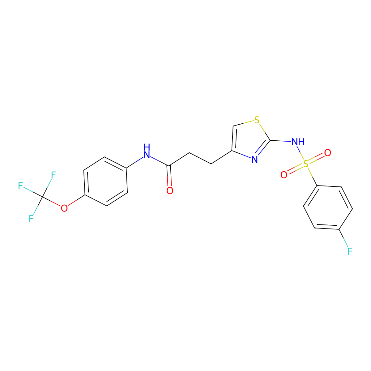 3-[2-(4-fluorobenzenesulfonamido)-1,3-thiazol-4-yl]-N-[4-(trifluoromethoxy)phenyl]propanamide molecular structure, CAS 1040666-49-6