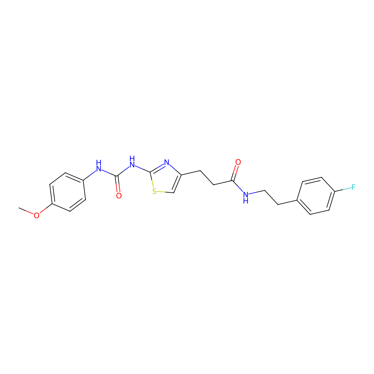 N-[2-(4-fluorophenyl)ethyl]-3-(2-{[(4-methoxyphenyl)carbamoyl]amino}-1,3-thiazol-4-yl)propanamide molecular structure, CAS 1040666-55-4