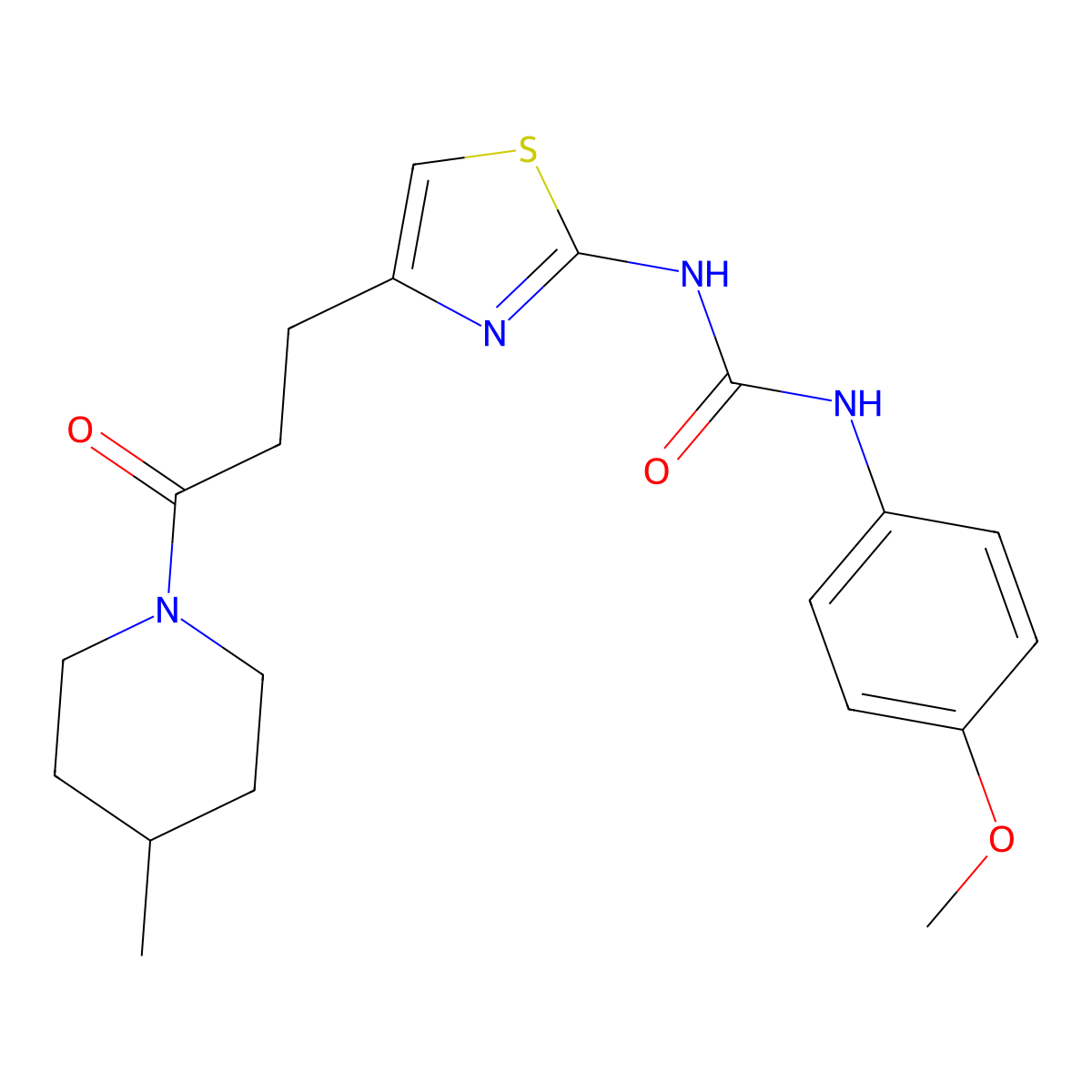 1-(4-Methoxyphenyl)-3-{4-[3-(4-methylpiperidin-1-yl)-3-oxopropyl]-1,3-thiazol-2-yl}urea molecular structure, CAS 1040666-63-4