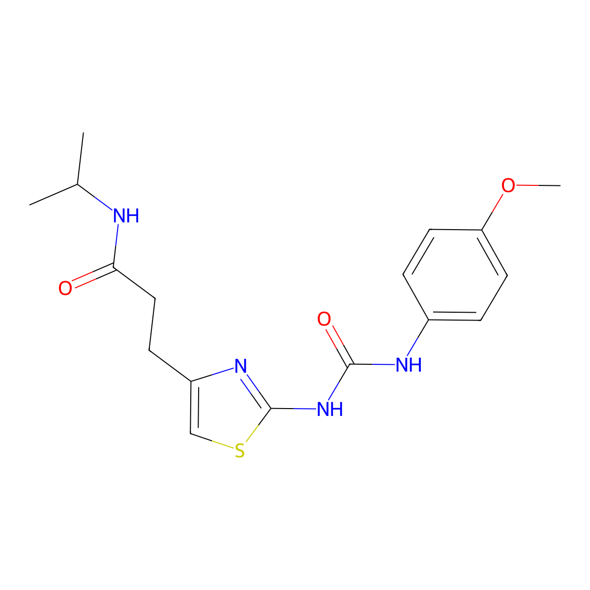 3-(2-{[(4-methoxyphenyl)carbamoyl]amino}-1,3-thiazol-4-yl)-N-(propan-2-yl)propanamide molecular structure, CAS 1040666-70-3